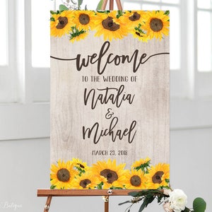 Sunflowers Wedding Welcome Sign, Rustic Welcome Wedding Sign, Welcome To Our Wedding Sign,  and Sunflowers Welcome Sign, W241