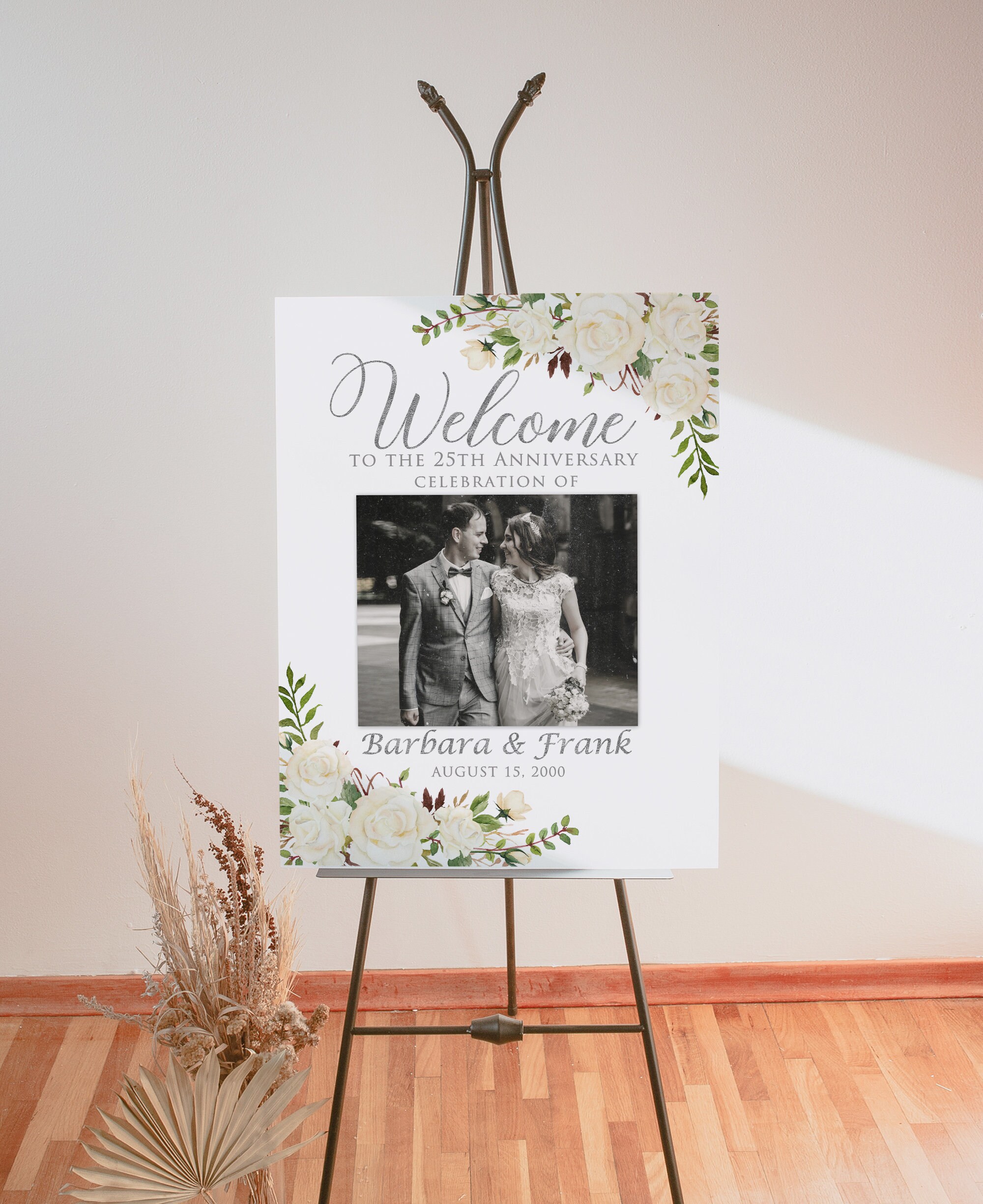 Printed or Digital 25th Anniversary Welcome Sign With Photo, W951