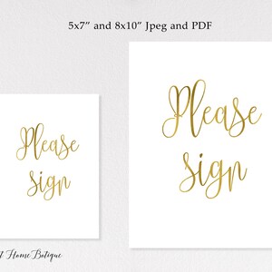 PLEASE SIGN Sign, Gold Please Sign, Alternate Guest Book Sign ...