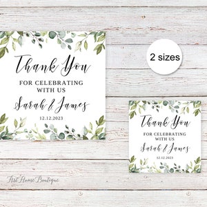 Greenery Favor Tags, Thank You Tags, Botanical Wedding Favor Tags, Personalized, Digital File, W1080-1