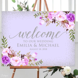 Welcome Wedding Sign, Lavender Welcome to Our Wedding Sign, Horizontal ...