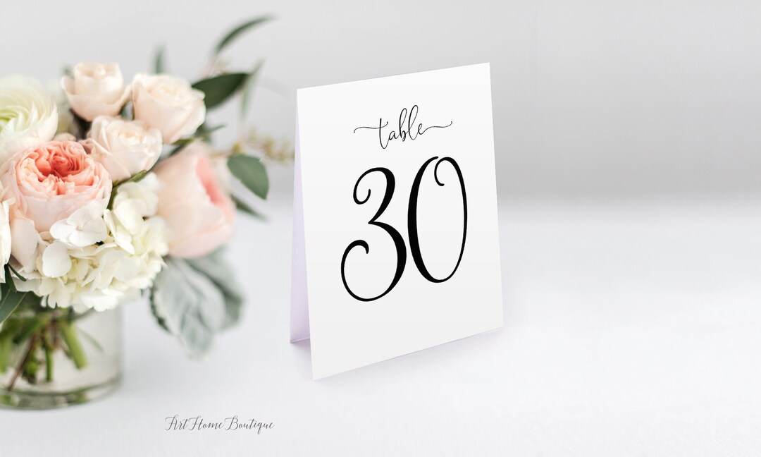 Tented Table Numbers, Folded Table Numbers, Tent Table Numbers, 1-30 ...