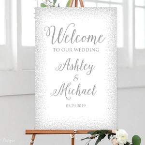 Silver Wedding Welcome Sign, Winter Wedding Welcome Sign, W564