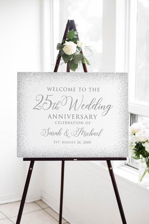 25th Anniversary Welcome Sign, 25th Wedding Anniversary Sign