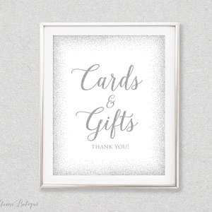 Silver Cards and Gifts Sign, Gift Table Sign, Silver Wedding Gift Sign, Silver Wedding Cards and Gifts Sign, W564