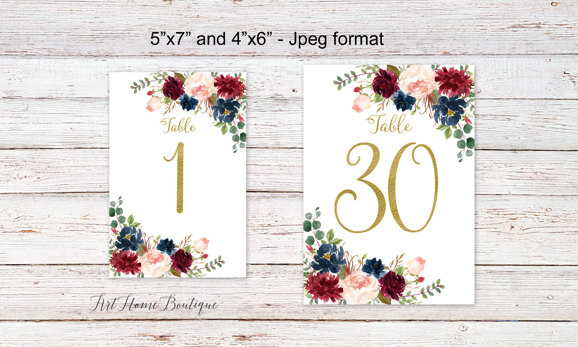 マロン 5点オーダーお打合せ画面 Burgundy Navy Wedding Table Numbers