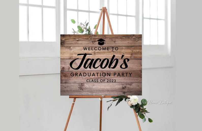 Rustic Graduation Party Welcome Sign, Boys Graduation Welcome Sign ...