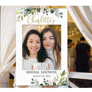 Greenery Gold Bridal Shower Photo Prop Frame, Botanical Bridal Shower Photo Booth Frame, Selfie Frame, Photo Prop Frame, Digital file, W1128