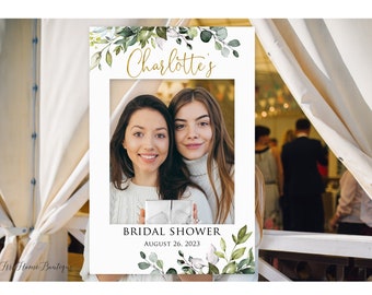 Greenery Gold Bridal Shower Photo Prop Frame, Botanical Bridal Shower Photo Booth Frame, Selfie Frame, Photo Prop Frame, Digital file, W1128