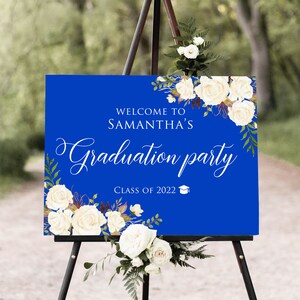 Royal Blue Graduation Party Welcome Sign, Blue Graduation Welcome Sign, Large Welcome Sign, Blue Grad Party Sign, Digital File, W1017
