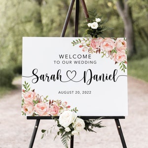 Blush Pink Wedding Welcome Sign, Welcome To Our Wedding Sign, Blush Wedding, Printable, Digital file, W1104