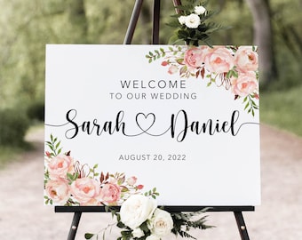 Blush Pink Wedding Welcome Sign, Welcome To Our Wedding Sign, Blush Wedding, Printable, Digital file, W1104