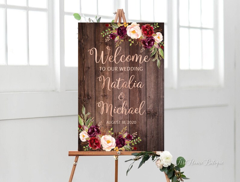 Welcome Wedding Sign Rustic Wedding Welcome Sign Rose Gold - Etsy