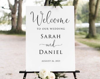 Plaque de bienvenue de mariage, plaque de bienvenue de mariage minimaliste, décorations de mariage modernes, fichier numérique, W1125-4