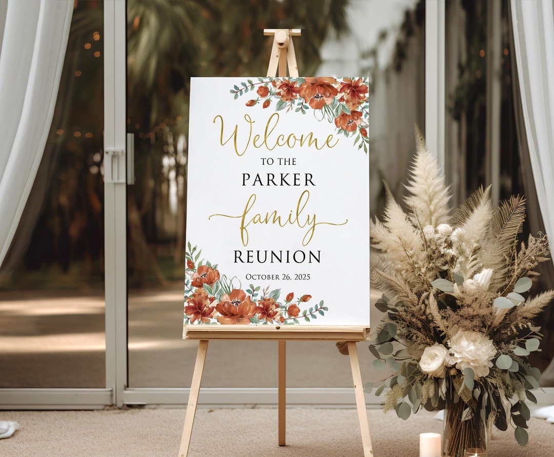 Terracotta Family Reunion Welcome Sign, Burnt Orange Welcome Sign, Fall ...