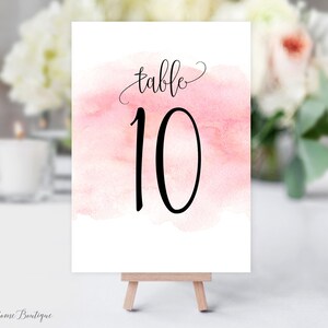 Watercolor Table Numbers, Wedding Table Numbers, Pink Table Numbers, Printable , W898