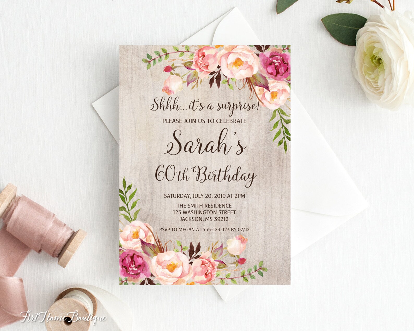 Surprise 60th Birthday Invitation Any Age Surprise Birthday - Etsy