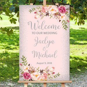 Welcome To Our Wedding Sign, Blush Pink Welcome Wedding Sign, Large Welcome Sign, Wedding Signs Printable, Printable Welcome Sign, W63