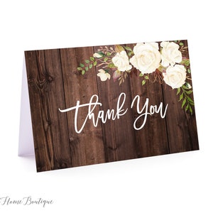Tarjetas de agradecimiento rústicas, tarjeta de agradecimiento plegada floral, notas de agradecimiento, tarjeta de agradecimiento, descarga instantánea, W177, BS177