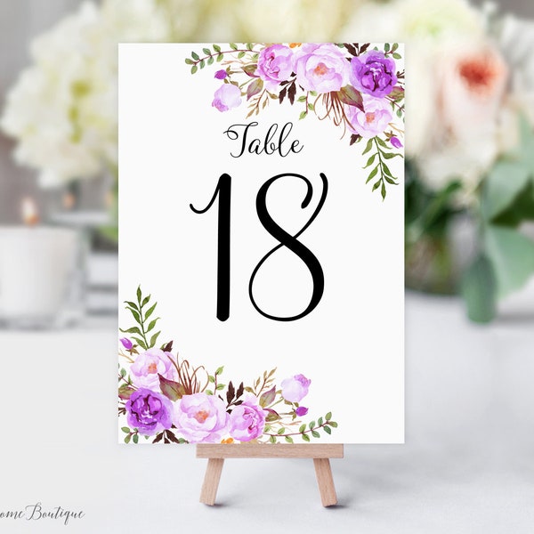 Purple Wedding Table Numbers, Lavender Table Numbers, Purple Birthday Table Numbers, Purple Table Numbers, BW101