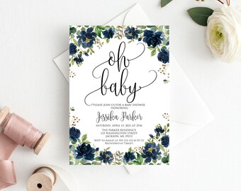 Invitación al baby shower de la marina de guerra, Oh Baby Invitation, BS507