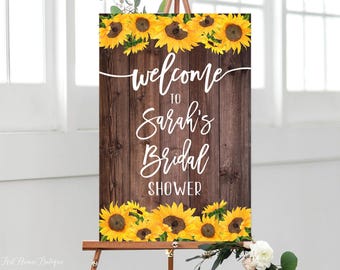 Sunflowers Bridal Shower Welcome Sign, Rustic Bridal Shower Sign, Large Welcome Sign, W240