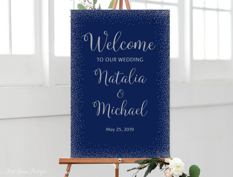 Navy Sign to Our Wedding Sign Navy and Etsy