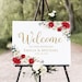 Red Gold Wedding Welcome Sign Red Floral Welcome Sign - Etsy