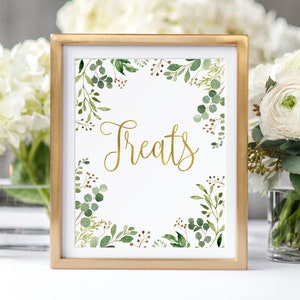 Treats Sign, Garden Dessert Table Sign, Favors Sign, Greenery Treats Sign, BS33, W33