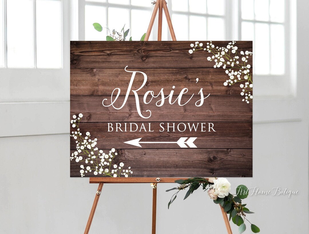 Bridal Shower Direction Sign, Rustic Welcome Bridal Shower Sign, Baby’s ...