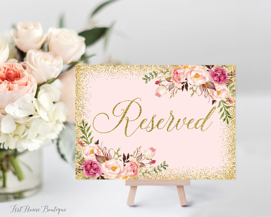 Reserved Sign, Wedding Reserved Sign, Reserved Seating Sign, Blush Pink ...