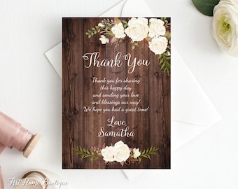 Bridal Shower Thank You Cards, Engagement Party Thank You Card, Thank You Notes, Rustic Bridal Shower Thank You Card, W0177B