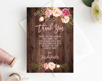 Baby Shower Thank You Cards, Thank You Notes,  Thank You Card, Rustic Baby Shower Thank You Card, #BS26-A