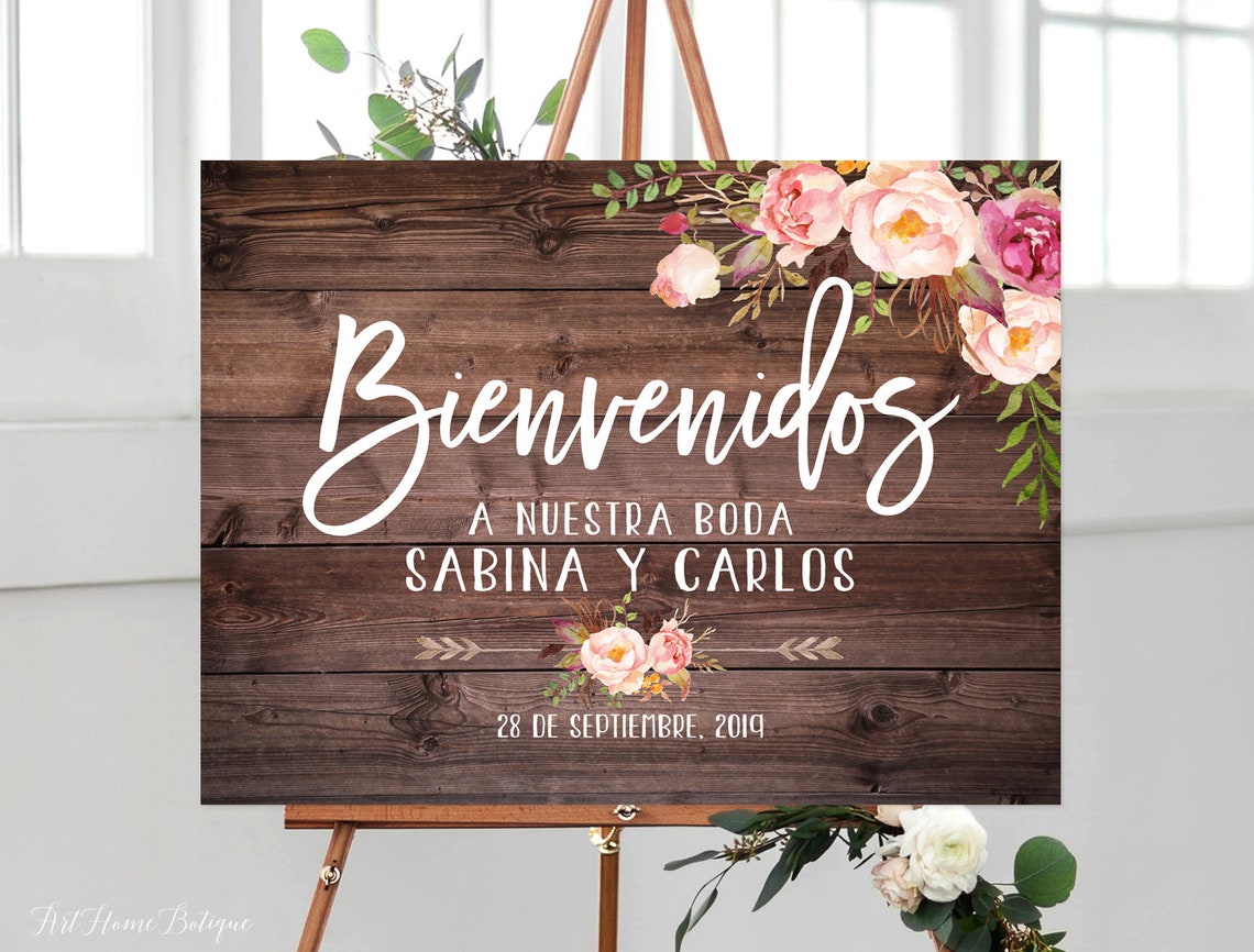 Bienvenidos a Nuestra Boda Signo de Bienvenida Español Signo | Etsy