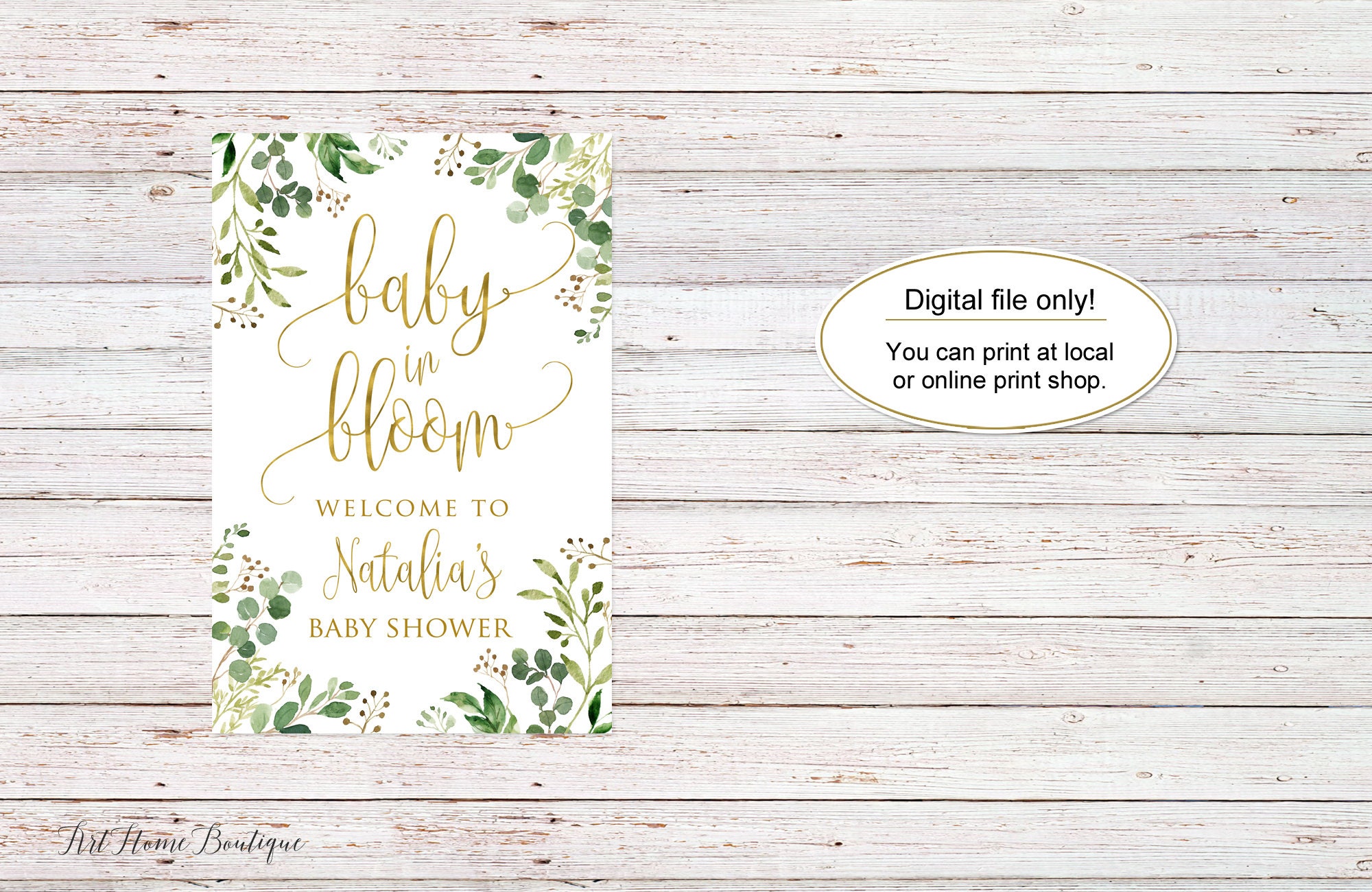 Baby in Bloom Sign, Take a Treat Sign, Greenery Baby Shower Favors Sign,  Dessert Table Sign, Please Take One Sign, BS33 