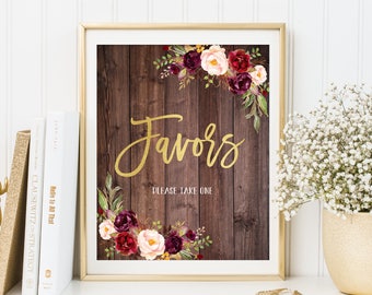 Favors Sign, Wedding Favor Sign, Please Take One Sign,  Floral Wedding Sign, Printable Wedding Sign, W87