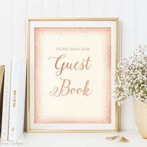 Guest Book Sign, Rose Gold Wedding Guest Book Sign, Please Sign Our Guest Book Sign, Ivory, W332