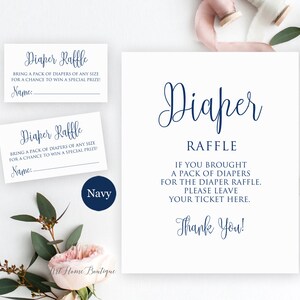 Billets de tombola de couches bleu marine baby shower, enseigne de tombola de couches, billets de tombola de couches bleu marine, téléchargement immédiat, fichier numérique, BS893