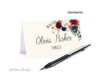Floral Place Card, Food Tents, Name Card, Seating Card, Instant Download, Digital File, #W384, #W537