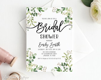 Greenery Bridal Shower Invitation, Eucalyptus Bridal Shower Invitation, Bridal Shower Printable, W483