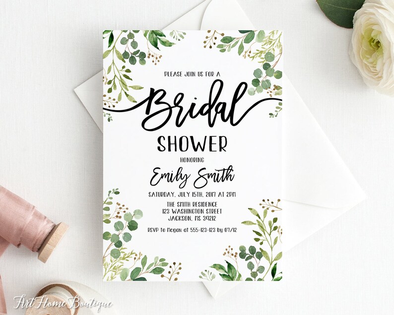 Greenery Bridal Shower Invitation Eucalyptus Bridal Shower Etsy