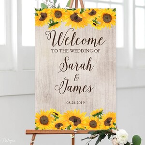 Sunflowers Wedding Welcome Sign, Rustic Wedding Sign, Welcome To Our Wedding Sign, Sunflowers Welcome Sign, Digital file, W242