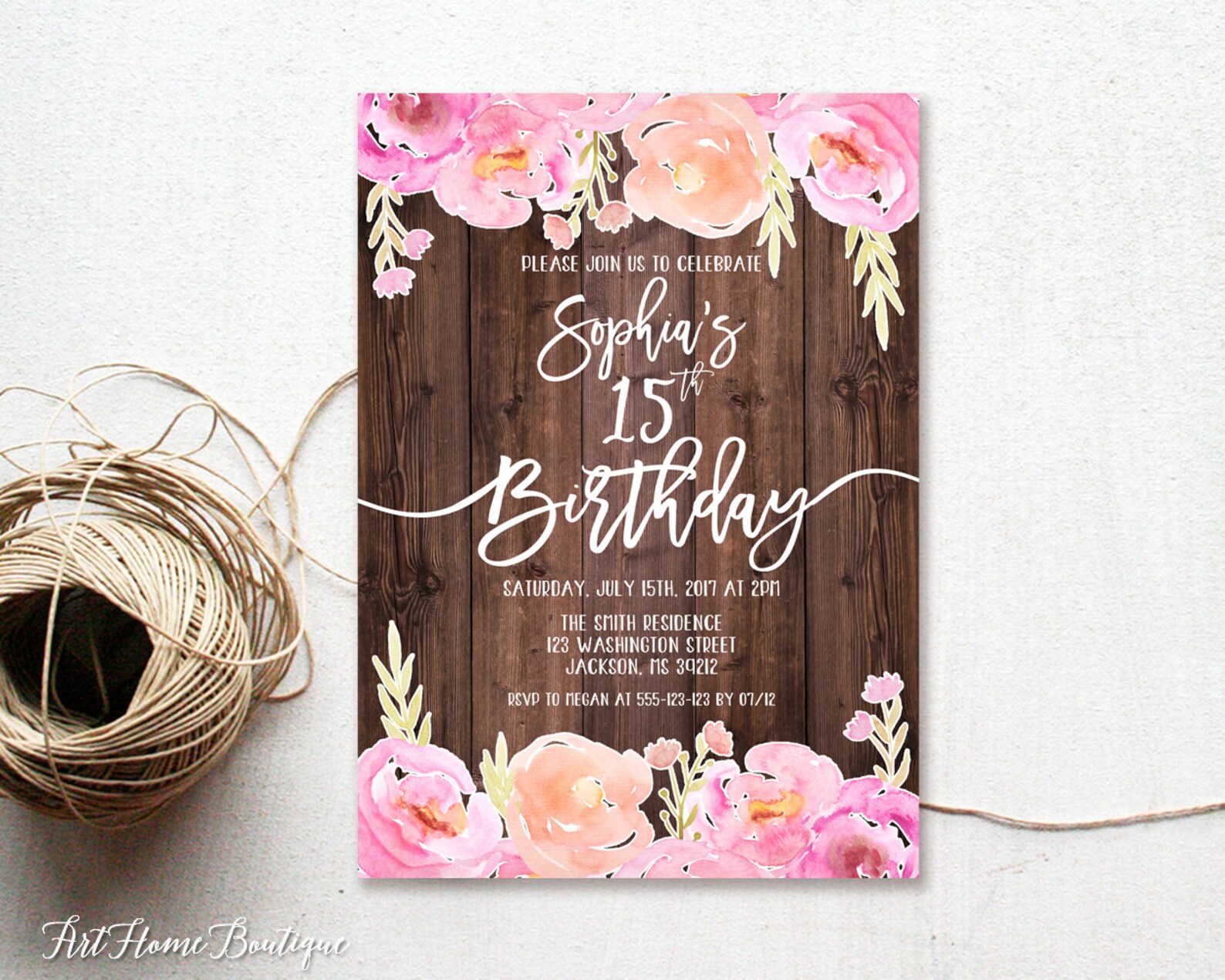 15th Birthday Invitation Fifteenth Birthday Invitation Etsy