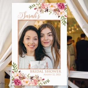 Rose Gold Bridal Shower Photo Prop, Blush Pink Bridal Shower Photo Booth Frame, Selfie Frame, Photo Prop Frame, Digital file, W1138