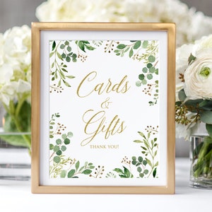 Greenery Cards and Gifts Sign, Gift Table Sign, Wedding Cards and Gifts Sign, Eucalyptus Cards and Gifts Sign, Garden Wedding, W426