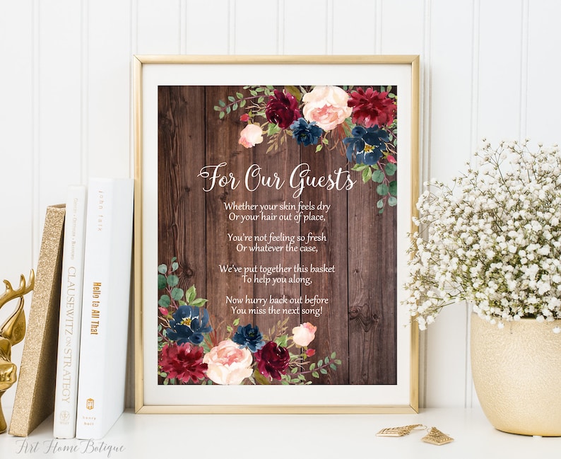 Wedding Bathroom Basket Sign Rustic Wedding Restroom Basket - Etsy