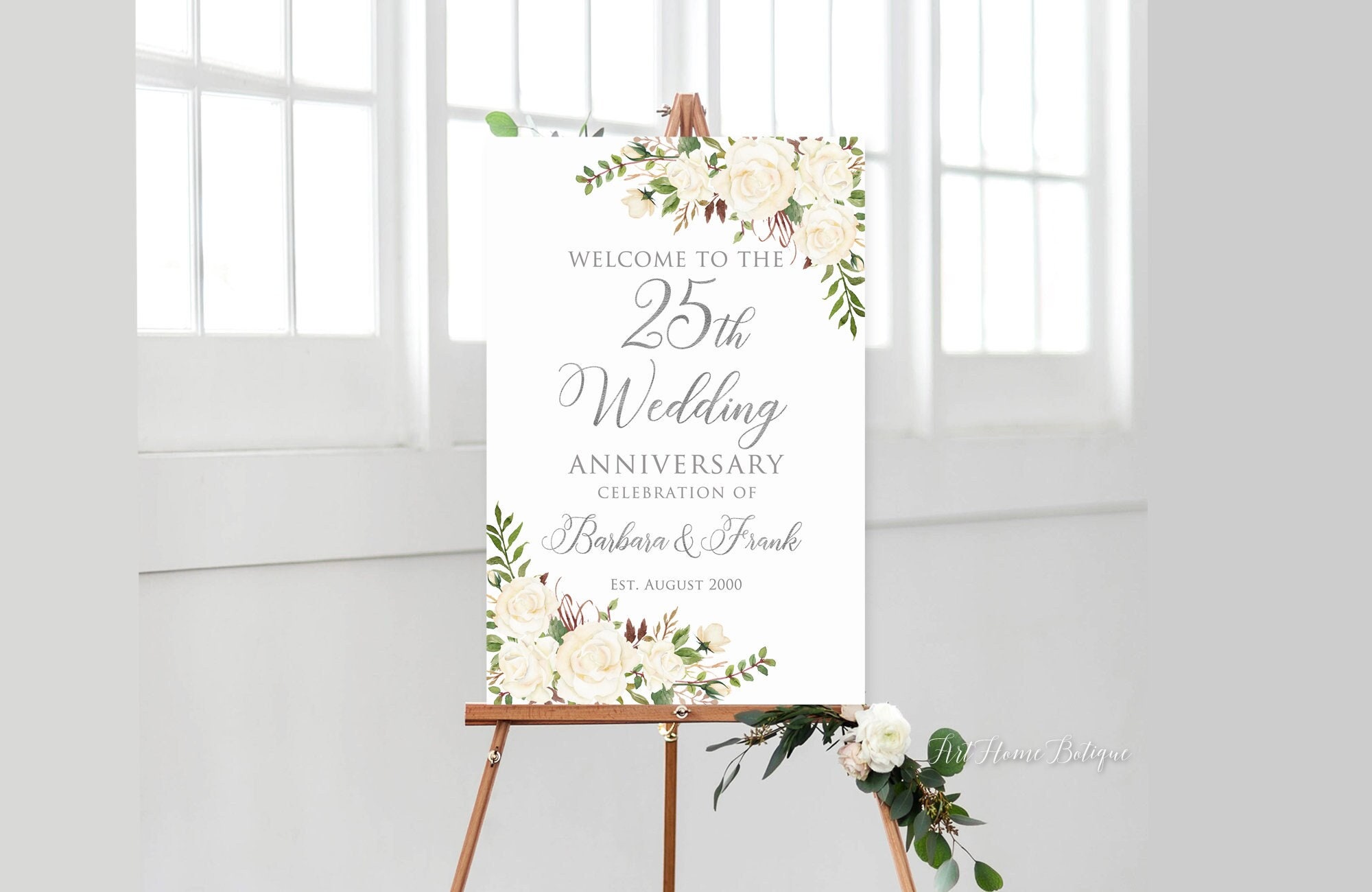 25th Anniversary Welcome Sign, 25th Anniversary Decoration, Silver 25th Anniversary Welcome Sign, 25th Anniversary Decoration, Silver