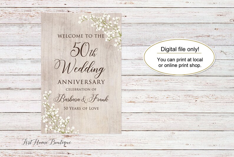Rustic 50th Anniversary Welcome Sign 50th Anniversary - Etsy
