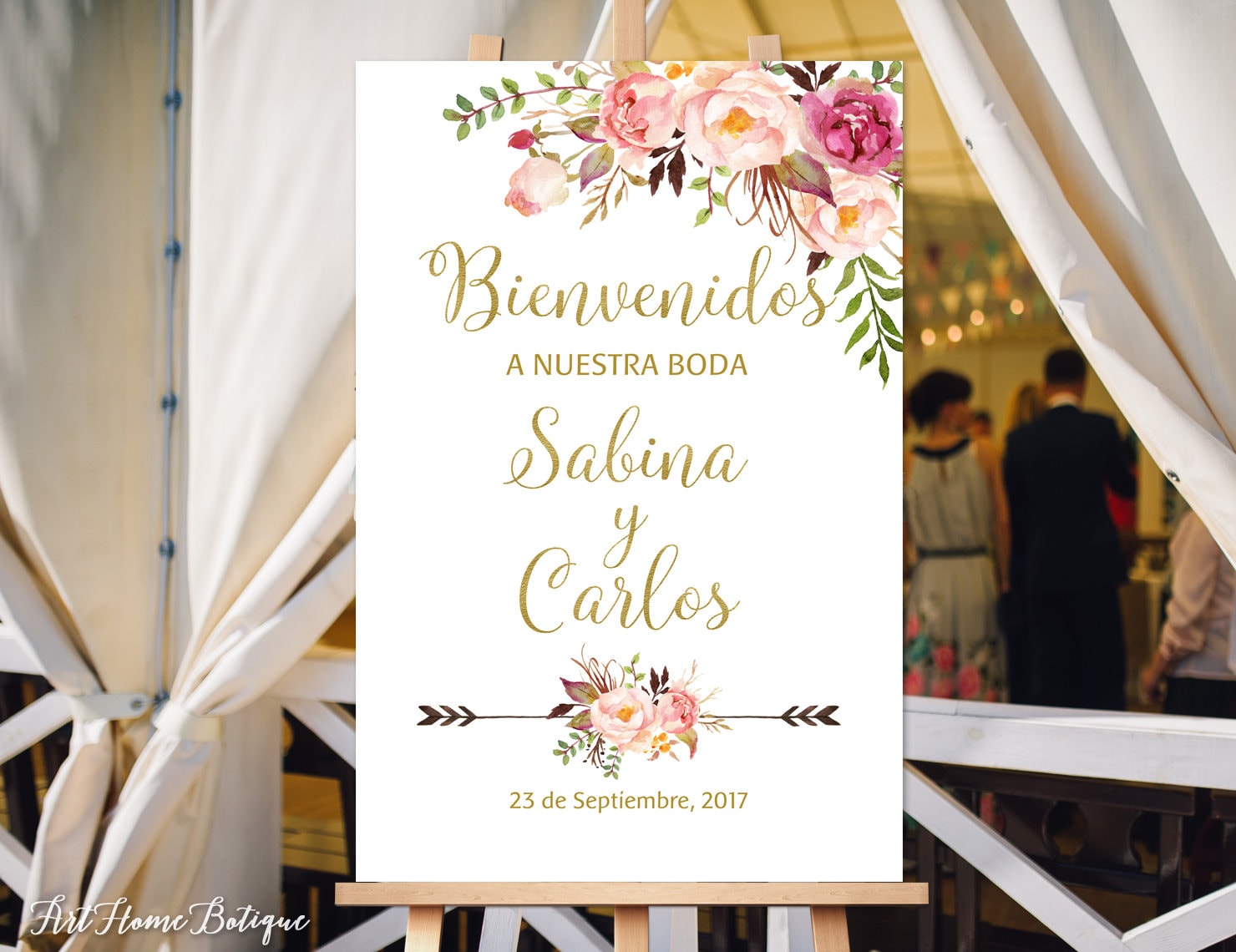 Ídolo Miguel Ángel mecanógrafo Bienvenidos a Nuestra Boda Welcome to Our Wedding Sign Gold - Etsy