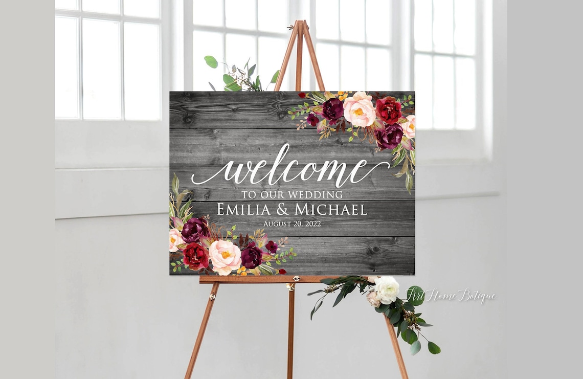 Rustic Gray Wedding Welcome Sign Welcome To Our Wedding Sign image 1